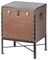 Faux Leather Trimmed Lockable Square Lined Storage Trunk, End Table on Metal Stand